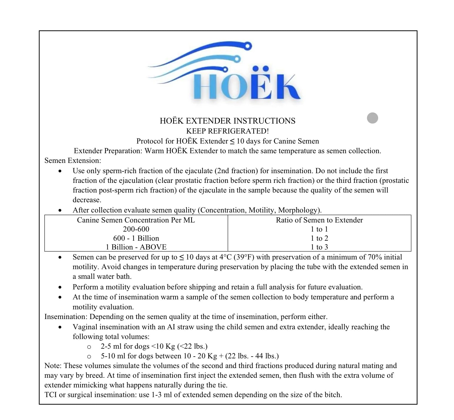 Canīnus-Ext ™ Chilled RTU Extender 10 X : Long Term Canine Extender 20ML